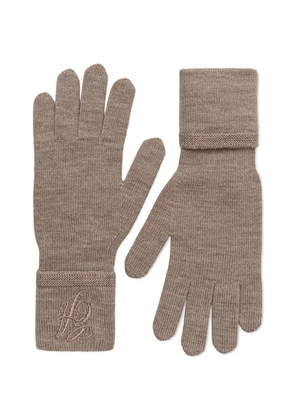 Emporio Armani embroidered gloves - Neutrals