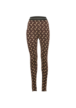 Marine Serre crescent-moon print leggings - Brown