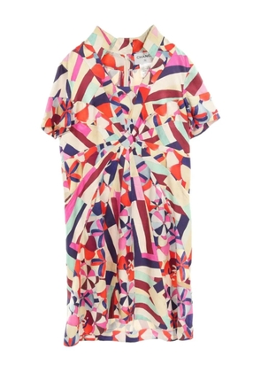 CHANEL Pre-Owned 1986-1988 silk mini dress - Neutrals