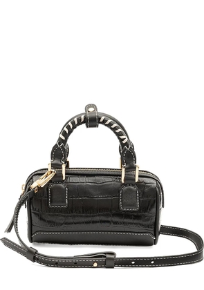 Isla Maia Bowling croc-embossed braided handle mini bag - Black