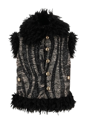 PUCCI fur-trim button jacket - Black