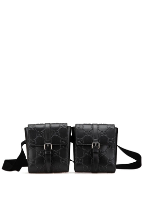 Gucci Pre-Owned 2016-present GG Embossed Perforated Double belt bag - Black