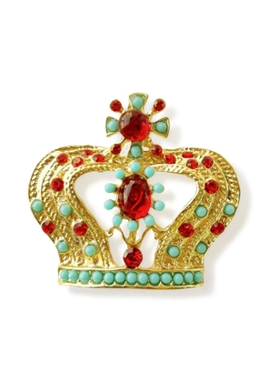 HZMER JEWELLERY rhinestone-embellished crown brooch - Gold