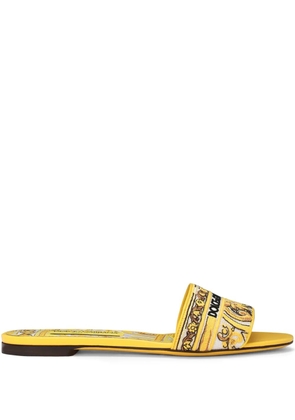 Dolce & Gabbana Bianca Majolica-pattern slides - Yellow