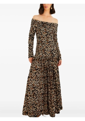 FARM Rio off-shoulder floral-pattern maxi dress - Black