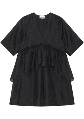 GANNI crinkled georgette minidress - Black