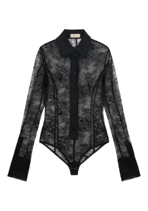 Blumarine lace-panelled shirt bodysuit - Black
