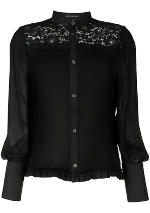 Undercover lace-trim long-sleeve blouse - Black