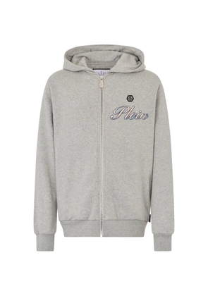 Philipp Plein embroidered-logo zip-up hoodie - Grey