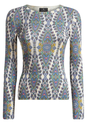 ETRO paisley-print fine-knit sweater - White