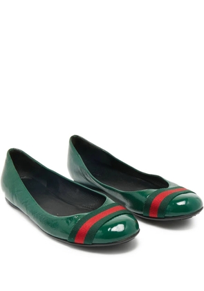 Gucci Pre-Owned Web-detail leather ballet flats - Green
