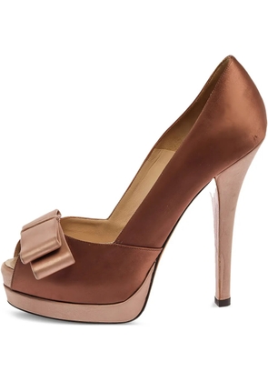 Fendi Pre-Owned 145mm satin Bow heeled pumps - Brown