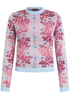 ETRO floral-jacquard crew-neck blouse - Pink