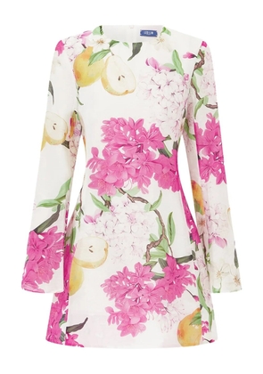 Leo Lin Suzanne bell-sleeve floral mini dress - White