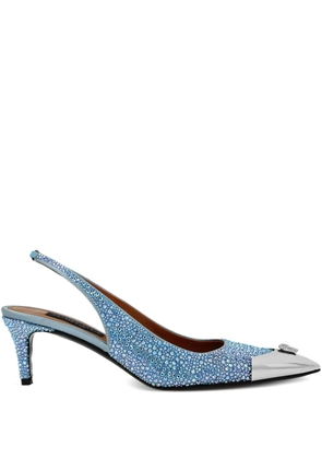 Philipp Plein 55mm crystal-embellished slingback pumps - Blue