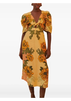 FARM Rio floral-print midi dress - Orange