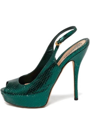Gucci Pre-Owned 130mm Sofia snakeskin-effect sandals - Green