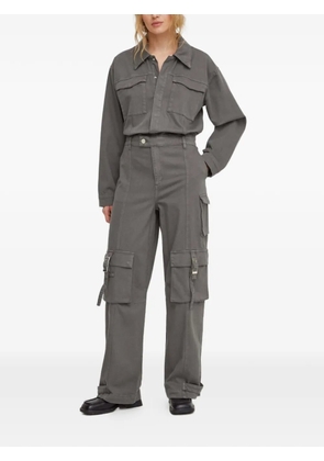 Gestuz point-collar chest-pocket jumpsuit - Grey