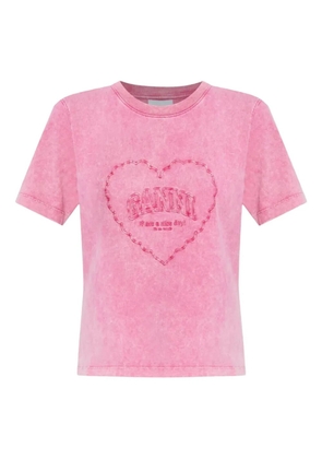 GANNI heart cotton T-shirt - Pink