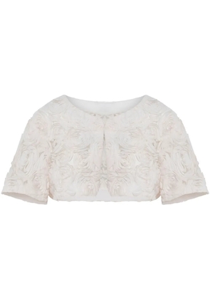Unreal Fur rose-appliqué jacket - White