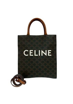 Celine Pre-Owned 2021 Small Triomphe Coated Canvas Vertical Cabas Tote satchel - Brown