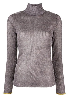 Tory Burch metallic-effect high neck jumper - Silver