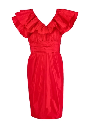 Azzaro Vintage silk ruffled dress - Red