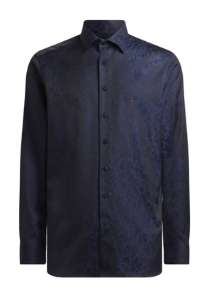 ETRO jacquard animal motif cotton shirt - Blue
