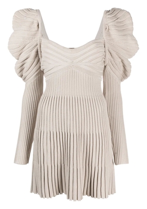Cult Gaia mutton-sleeve ribbed minidress - Neutrals