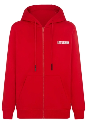 Let's Swim shark-print hoodie - Red
