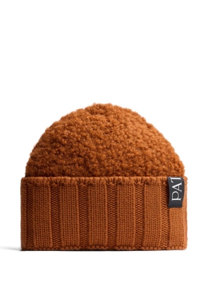 Patou bouclé ribbed beanie hat - Brown