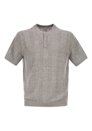 Brunello Cucinelli ribbed-collar polo shirt - Grey