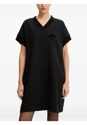 Iceberg V-neck logo mini dress - Black
