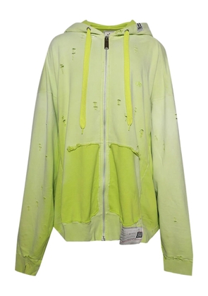 Maison MIHARA YASUHIRO distressed zip-up hoodie - Yellow