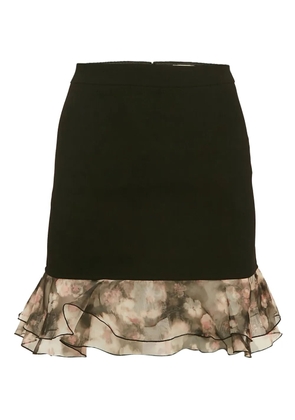 Elisabetta Franchi pre-owned floral print-hem ruffled mini skirt - Black
