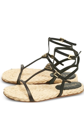 Prada Pre-Owned T-strap leather espadrilles - Black