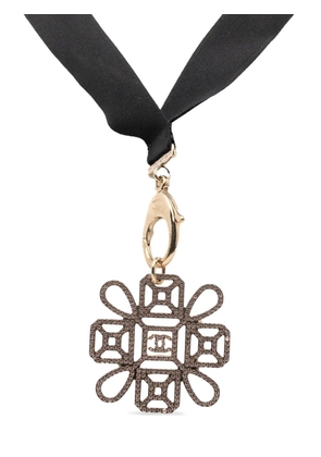 CHANEL Pre-Owned 2017 Gold Plated Rhinestones Embellished Snowflake Pendant Necklace costume necklace - Black