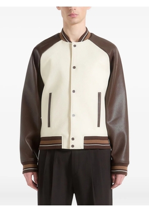 Manière De Voir Guy contrast leather bomber jacket - White