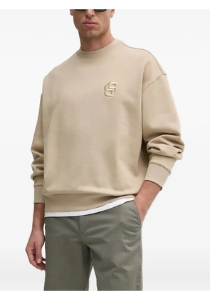 BOSS logo-embroidered crew-neck sweatshirt - Neutrals