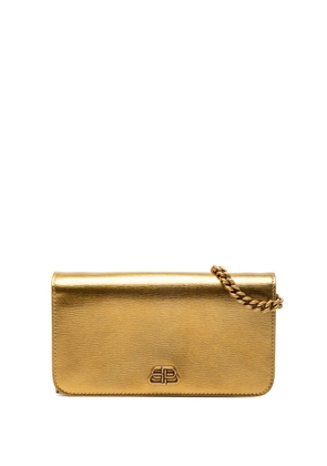 Balenciaga Pre-Owned 2019-2020 Metallic Leather BB Phone Holder with Chain crossbody bag - Gold