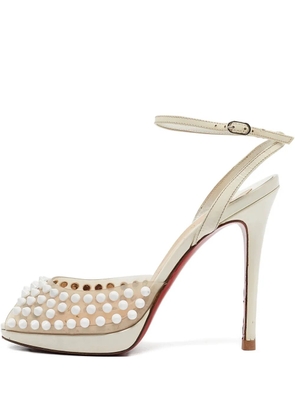 Christian Louboutin Pre-Owned 120mm patent leather studded pumps - Neutrals