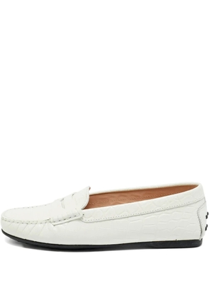 Tod's Vintage croc-embossed loafers - White
