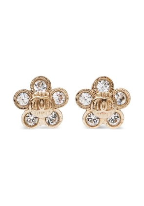 CHANEL Pre-Owned 2006 CC logo floral clip-on earrings - Gold