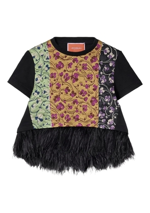 La DoubleJ feather-trim blouse - Black