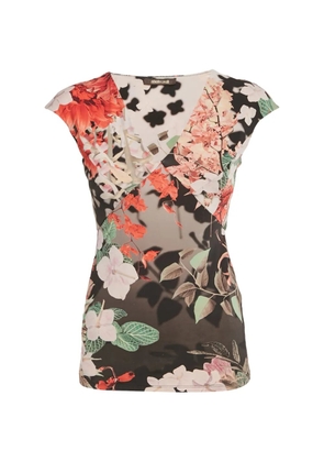Roberto Cavalli floral-print V-neck top - Black