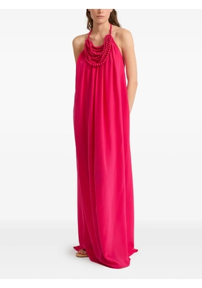 Yves Salomon beaded-neckline crepe maxi dress - Pink