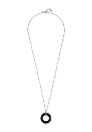 Mateo 14K yellow gold Door Knocker Donut onyx and diamond necklace