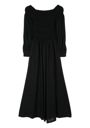 Max Mara smocked-panel wool maxi dress - Black
