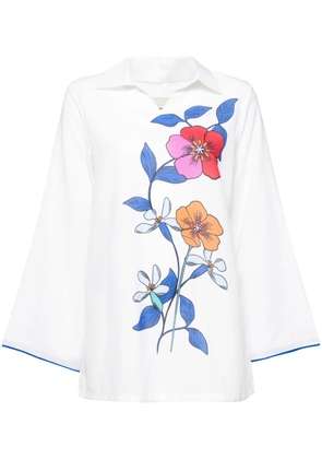 Bambah Hibiscus linen tunic - White