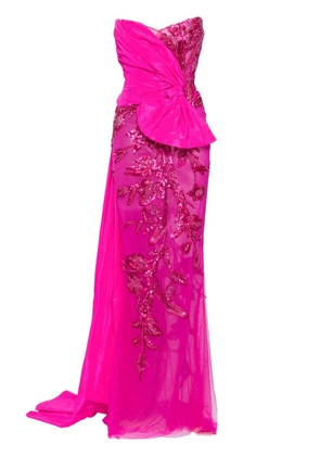 Saiid Kobeisy beaded gathered gown - Pink